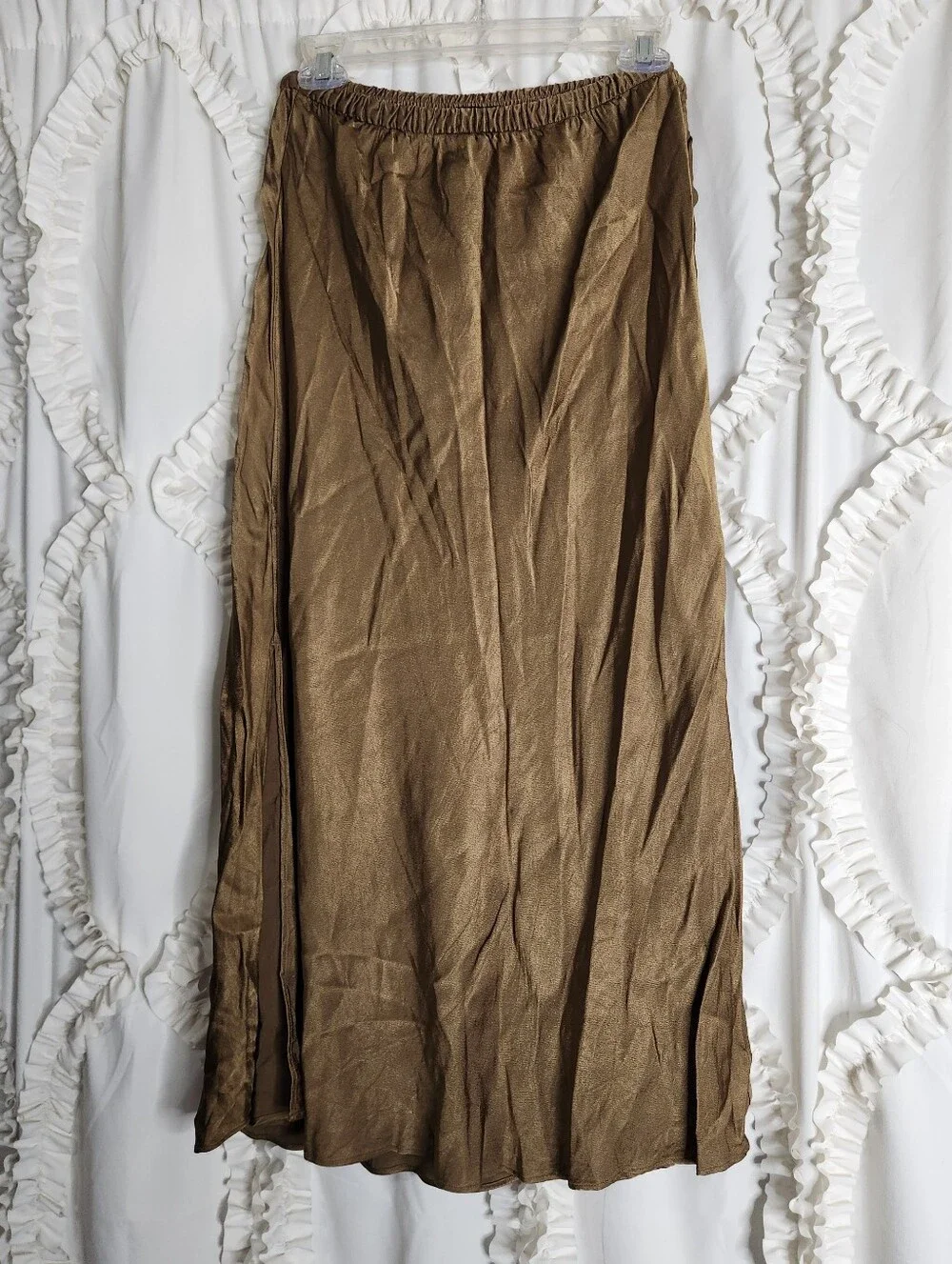 J Crew Collection Silky Side Slit Maxi Skirt Pull On Luster Crepe BR534 Sz Small